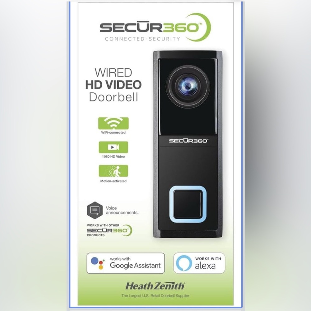 Secur360 Wired HD Video Doorbell, Wi-Fi